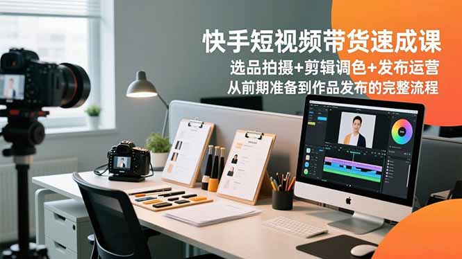 快手短视频带货速成课，选品拍摄+剪辑调色+发布运营，从前期准备到作品发布的完整流程-小智轻创